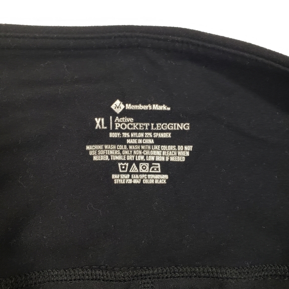 Members Mark Active Pocket Legging Capris Mesh Athletic Yoga Womens Black Pants - Picture 8 of 10